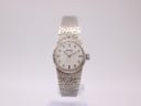 Angled front view of the Jesty sterling silver ladies' watch with cream dial and textured bracelet.