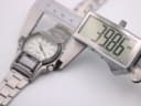 Digital caliper measuring the case of the Casio AW-61, displaying an exact diameter of 39.86mm.