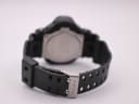 View of the Casio G-Shock GDF-100's black rubber strap and signed stainless steel buckle from the rear.