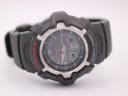 Slightly angled front view of the Casio G-Shock GW-1500A dial, highlighting the digital sub-dials and red accents.