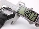 Digital caliper display showing a precise case diameter measurement of 48.01 mm for the Casio G-Shock watch.