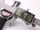 Digital caliper measuring the case diameter of the Casio G-Shock G-300, displaying 46.30mm.