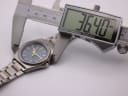 Digital caliper measuring the Seiko watch case diameter at 36.40mm, clearly displayed on the screen.