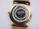 Detailed close-up of the Roamer Slim Line watch case back, showing "Slim Line", "Since 1888", "Sapphire Crystal", and serial number.