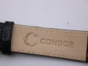 Close-up of the black leather strap underside showing 'CONDOR GENUINE LEATHER 16R' branding.