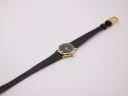 Top-down view of the Raymond Weil 9923 watch laid flat, showcasing the full length of the brown lizard-effect leather strap.