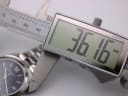 Digital caliper displaying a precise case diameter measurement of 36.16mm for the Tissot PR 50 watch.