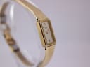 Angled side view of the elegant rectangular Seiko quartz watch showcasing its profile.
