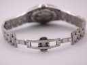 View of the inside of the stainless steel jubilee bracelet, showing the butterfly deployant clasp mechanism.