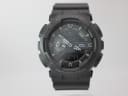 Front view of the black Casio G-Shock GA-110 ana-digi watch with white hands.