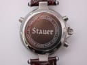 Close-up of the stainless steel case back with 'Stauer', model 13372, 'ALL STAINLESS STEEL CASE', and 'WATER RESISTANT 5ATM' engravings.