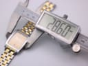 Digital caliper measuring the case width of the Rado Diastar watch, displaying 28.60mm.