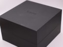 Top-down view of the closed original black Rado presentation box with Rado Switzerland logo.