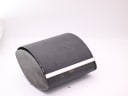 Exterior view of the original Rado watch box, showing significant wear, flaking material, and dirt.