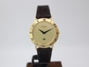 Full front view of the Gucci 3000 M watch on a display stand, highlighting its classic design and proportions.