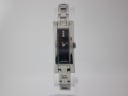 Front view of a rectangular silver-tone Gucci 110 watch with a black dial and three diamond markers.