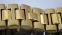 Close-up of the Certina DS gold tone bracelet clasp, with 'DS' logo engraved.