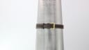 The brown leather strap of the Slava watch on a wrist sizing cone, indicating a wrist fit of approximately 160mm.