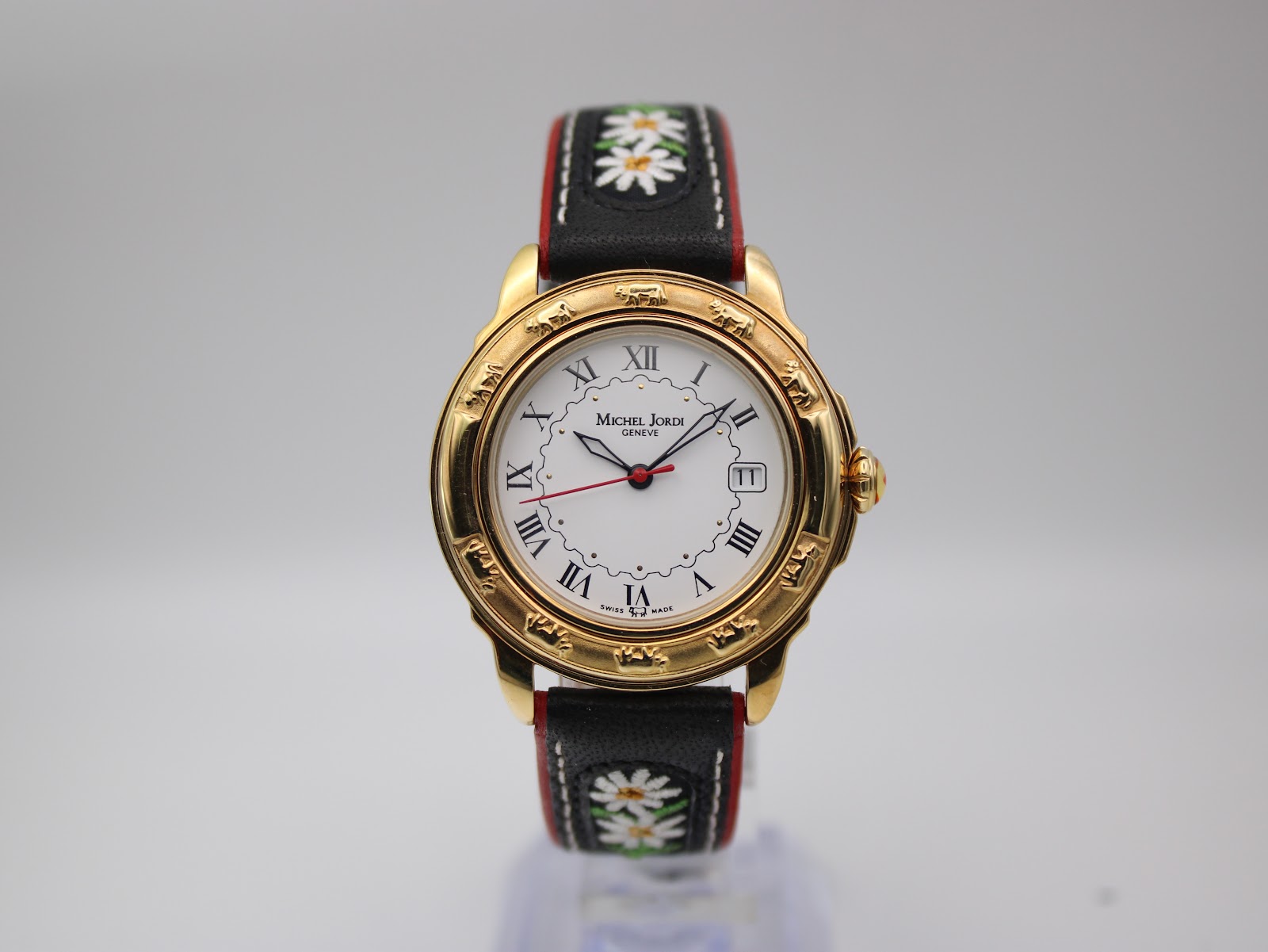 Michel Jordi 腕時計 スイス製 時計 クォーツ Michel Jordi 1991 swiss quartz watch, gold case, white