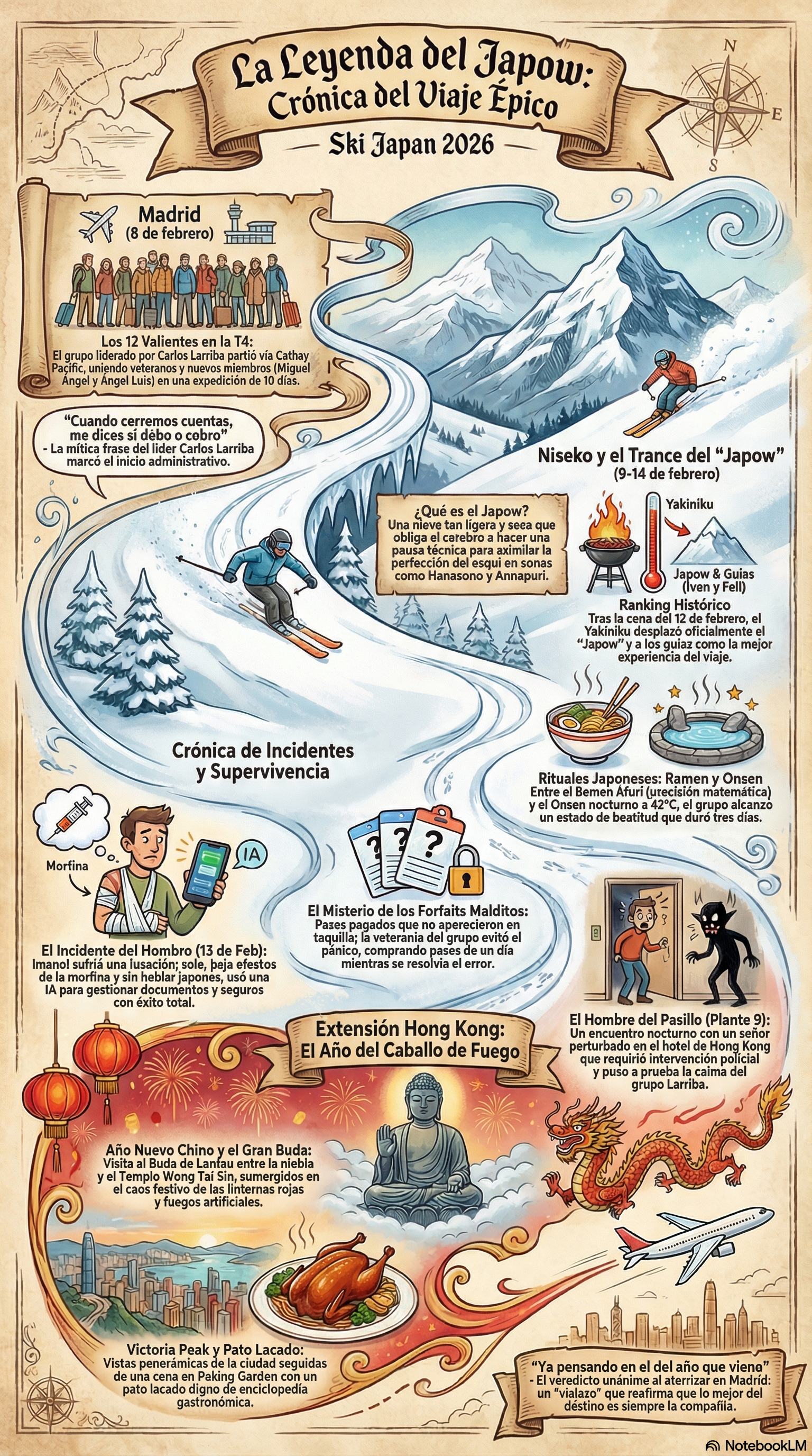 La Leyenda del Japow: Crónica del Viaje Épico Ski Japan 2026 — 12 personas, Niseko, Hong Kong, Año del Caballo de Fuego