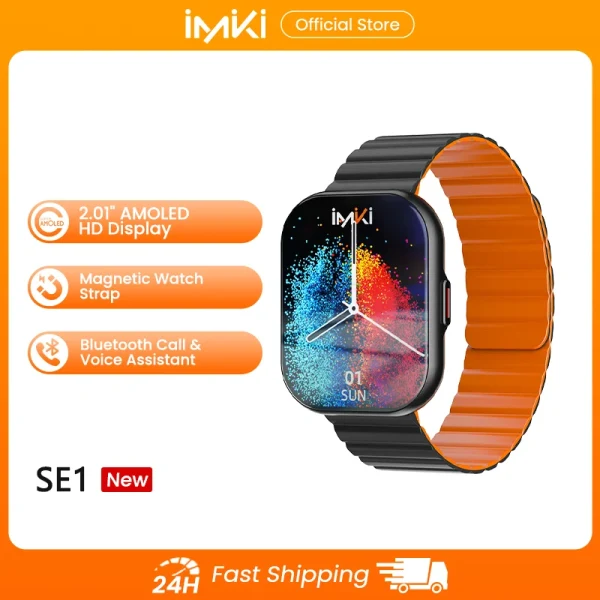 IMIKI SE1 Smartwatch 2.01 inch Amoled HD Display IP68 Waterproof Voice Assistant Sport Fitness Monitoring Christmas Smart watch
