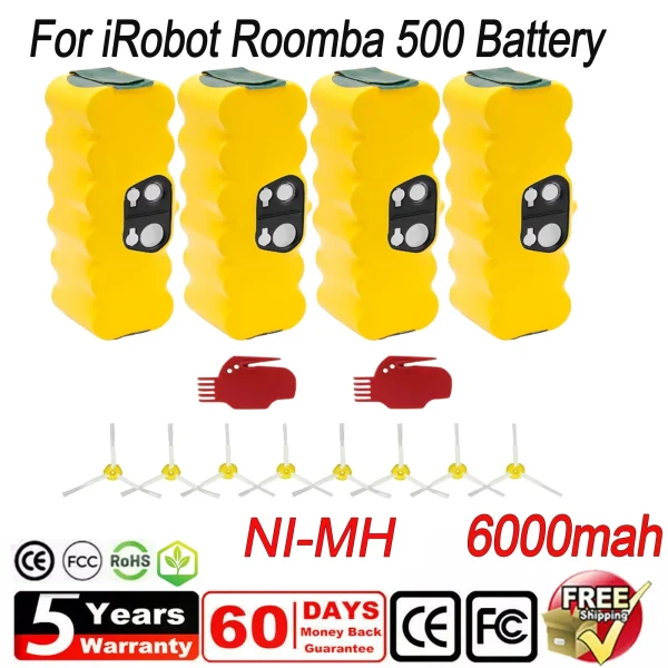 14.4V 6000mah For iRobot Roomba 500 NI-MH Replacement Battery For iRobot Roomba 500 530 510 770 600 700 800 900 Vacuum Cleaner