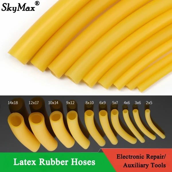 1~10m Nature Latex Rubber Hoses ID 1.6~18mm Yellow High Resilient Go Fishing Tube Slingshot Catapult Elastic Fitness Band