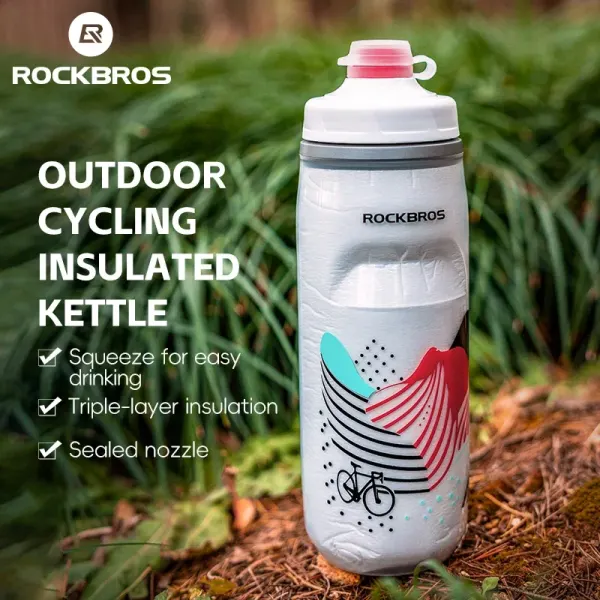 ROCKBROS Thermal Cycling Bottle 620ML Insulated Water Bottle Bicycle Bike Gym Running Outdoor Sports Bottle Bicycle Accessories