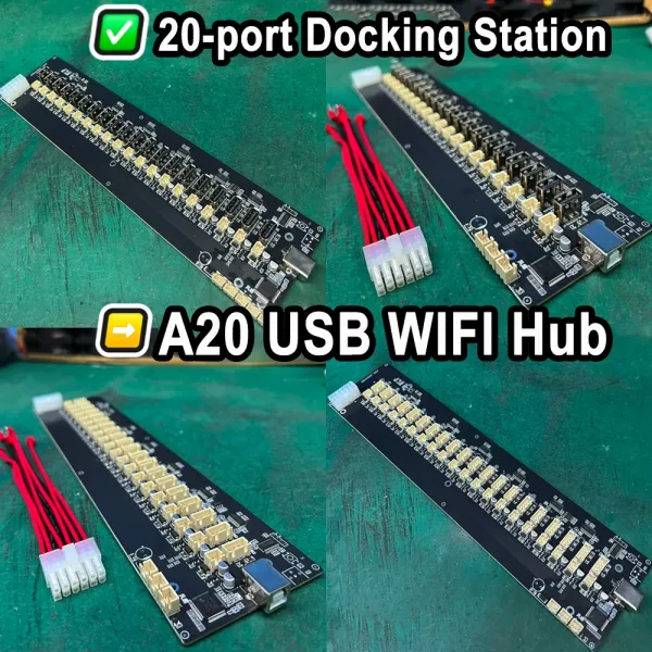A20 Hub USB Farm Mainboard 20-port Docking Station Motherboard WiFi Circuit Board Stable Performance Soft and Hard Row Optional