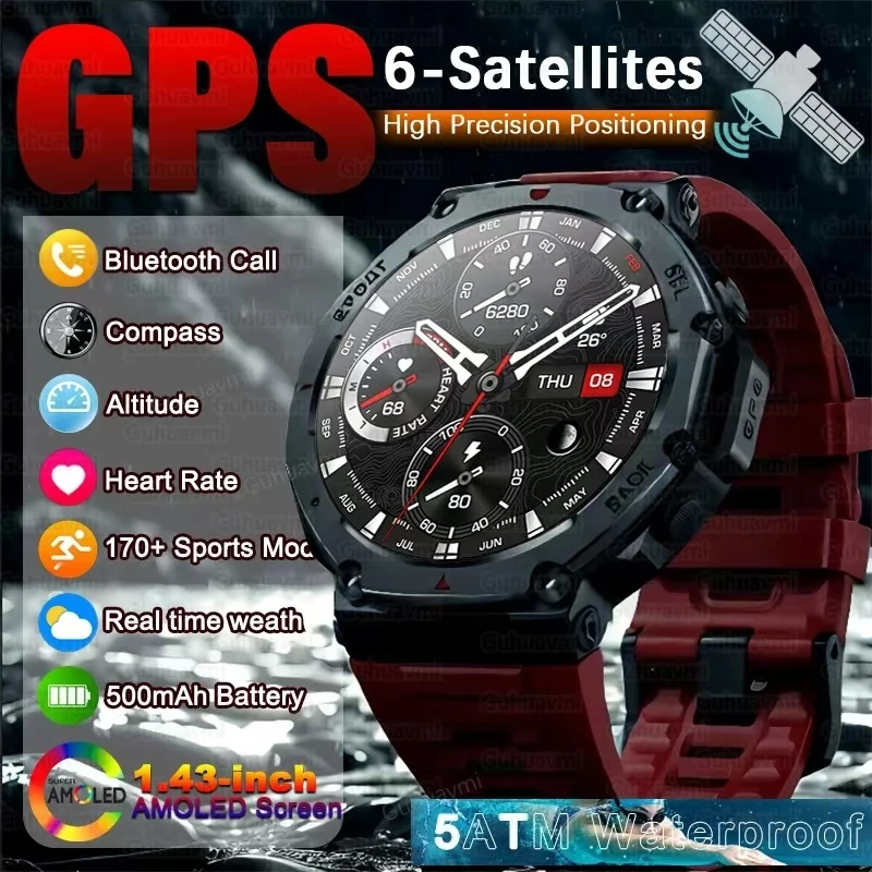 North Edge T-Rex Ultra GPS Smart Watch 5 ATM Waterproof Built-in Dual-band GNSS Compass Military Sport Smartwatch Men 2025 New