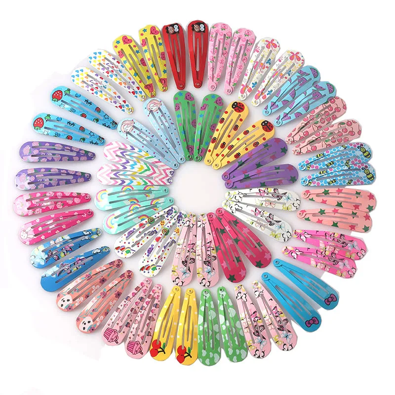 40Pcs Set New Paint Printing BB Clip Children's Broken Hairpin Metal Side Little Girl Hair Accessories Hairpin