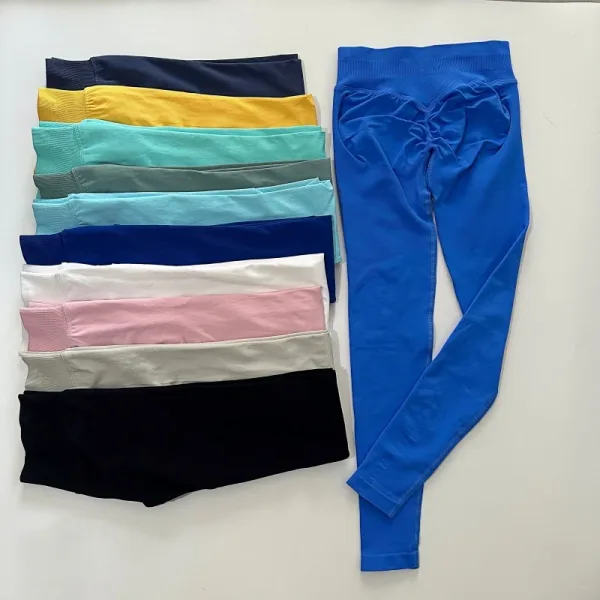Nahtlose Halleggings Frauen Nahtlose Sport-Yoga-Hosen Low Ribbed Band Gym Kleidung Fitness Workout tragen Scrunch Bum