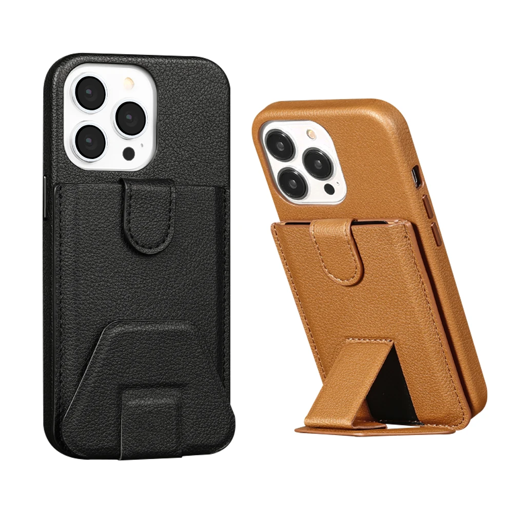 Clearance Sale Leather for Magsafe Phone Case for Apple iPhone 13 Pro Max 13 Mini Bracket Magnetic Back Cover with Card