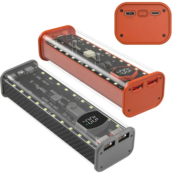 22.5W 4-Cell 21700 caso della banca di potere della batteria, ricarica rapida PD20W, doppia uscita / ingresso, scatola di