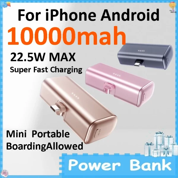 Mini metallo capsula 10000mAh Power Bank Pieghevole spina diretta veloce ricarica portatile alimentazione mobile per IPhone