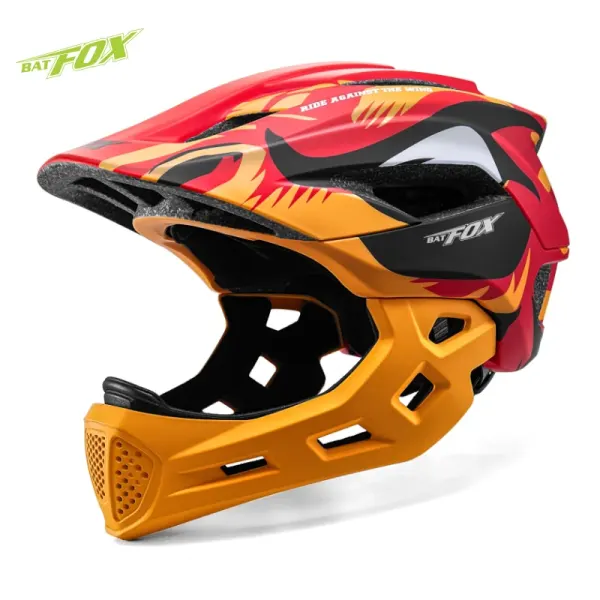 BATFOX Kids Full Face Bike Helmet Detachable Cycling Helmet Children Youth Sports Safely Protective Equip MTB Bicycle Helmets