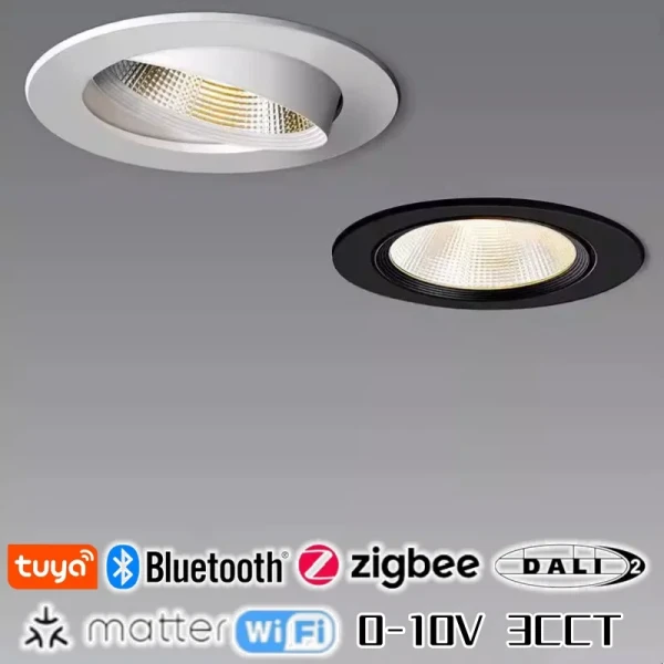 Embedded COB Spotlight Dali LED Downlight Tuya Bluetooth Zigbee Smart Dimmable Aluminium