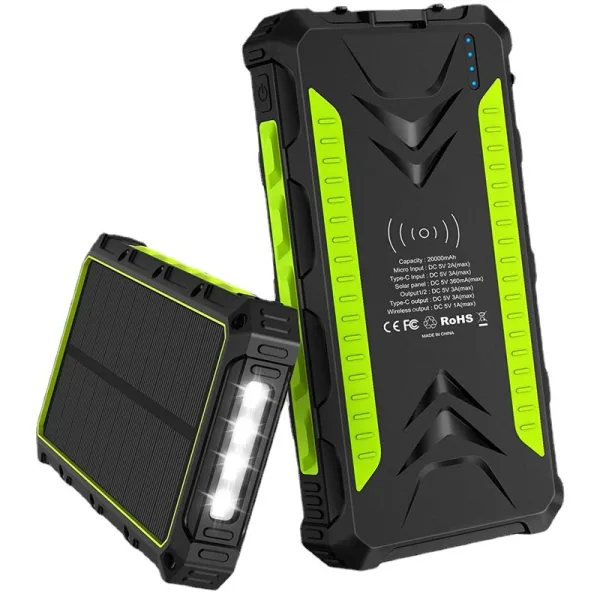 36000mAh Solar Power Bank Fast Wireless Charger Powerbank for iPhone 16 15 Samsung S24 Huawei Xiaomi 3A Fast Charging