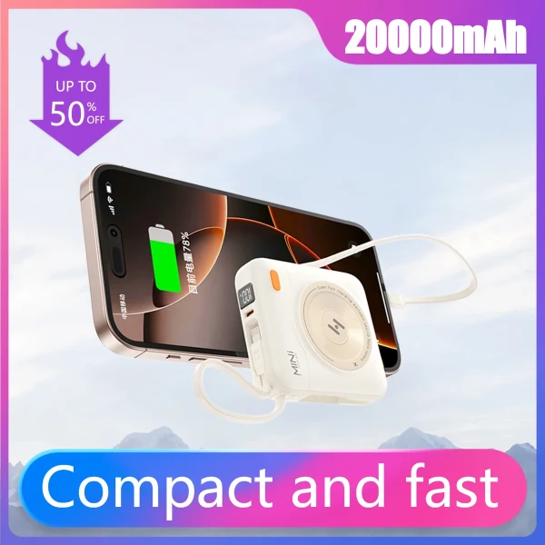 Gadgets: Super Fast Charging Portable Power Bank with Built - in Cable Compact and Fast Charging
