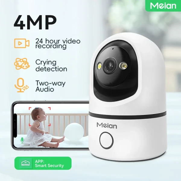 Smart Home: 4MP HD 5G WiFi PTZ Camera Auto Tracking Cry Detector Home Indoor Security CCTV Surveillance Cameras