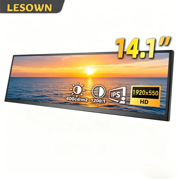 LESOWN 14.1 inch Long Portable Monitor 4K Ultra Wide Touch Screen Capacitive USB C HDMI IPS Laptop