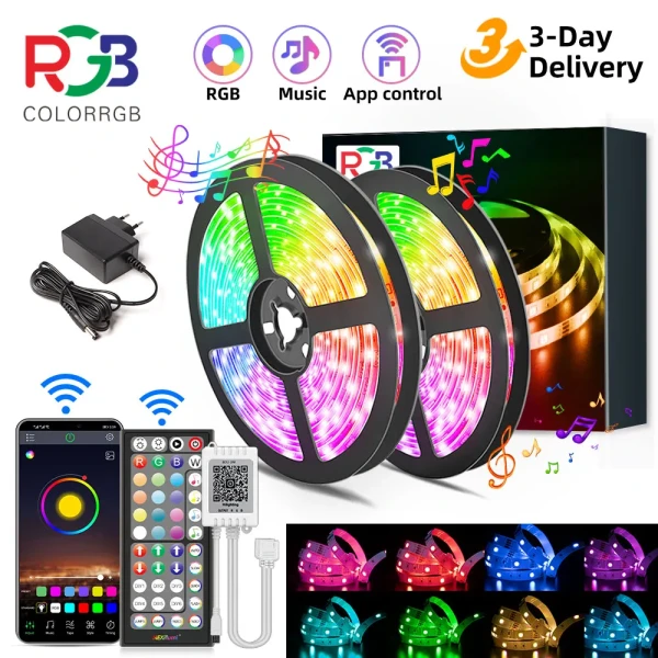 Electronics: LED Strip Light ,RGB Flexible Ribbon, DIY Led Light Strip RGB Tape Diode DC 12V bluetooth Christmas