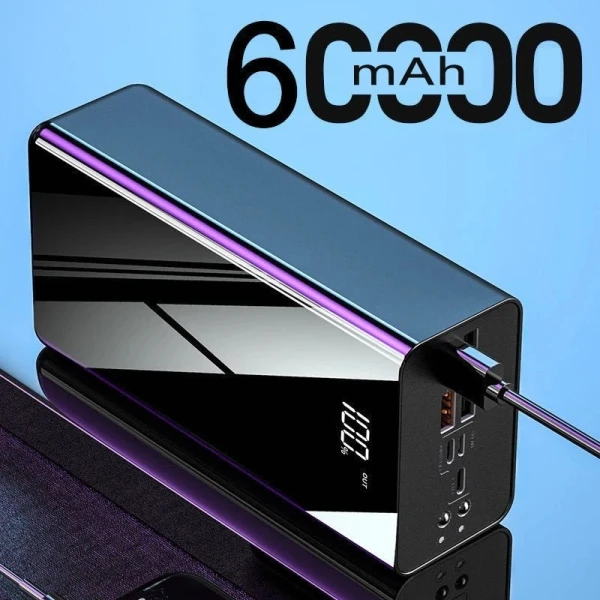 Electronics: Power Bank Portable Fast Charging Poverbank Mobile Phone External Battery Charger Powerbank 60000