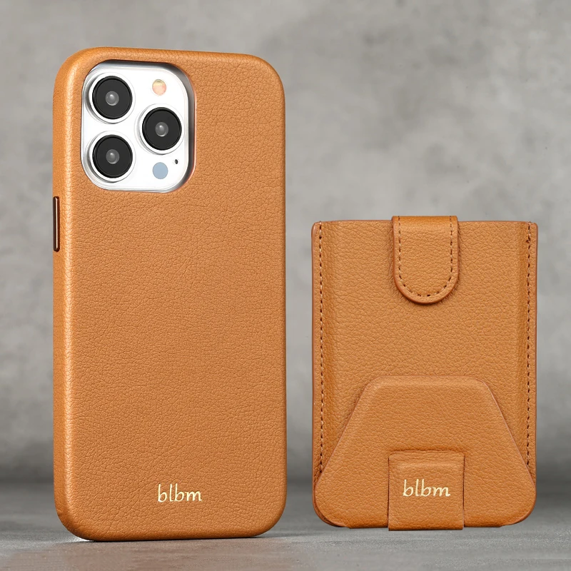 Clearance Sale Leather for Magsafe Phone Case for iPhone 13 Pro Max 13 Mini Bracket Magnetic Back Cover with Card Holder