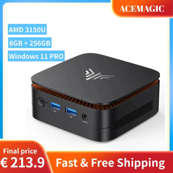 ACEMAGIC Mini PC AMD up to 8GB SSD Windows 11 Pro, Dual 4K HDMI+DP Output Small Desktop Computer