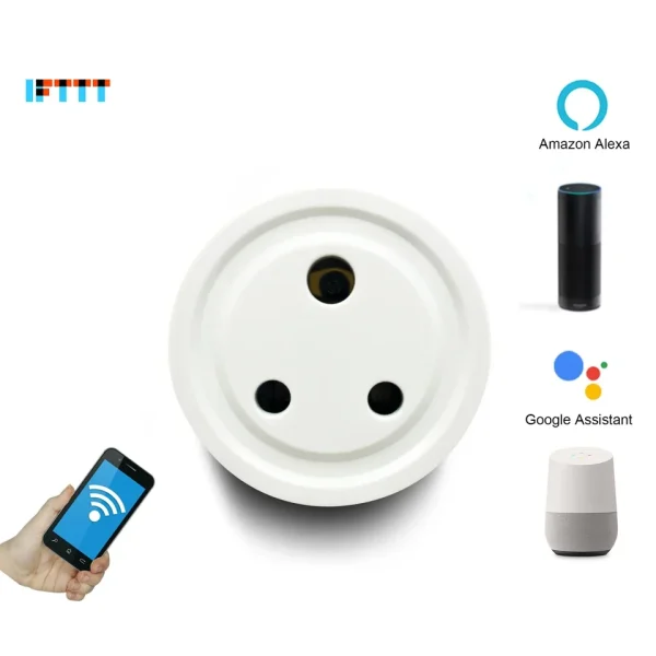 Smart Home: India Round 3 Pins Wi-Fi WiFi Smart Socket Outlet Plug Adapter Adaptor For Alexa Echo Google