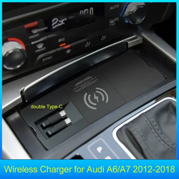 Elettronica: Per Audi A6L A7 C7 Piastra di ricarica wireless 2012-2018 Doppio tipo-C 65W Fast Charging Pad Mobile