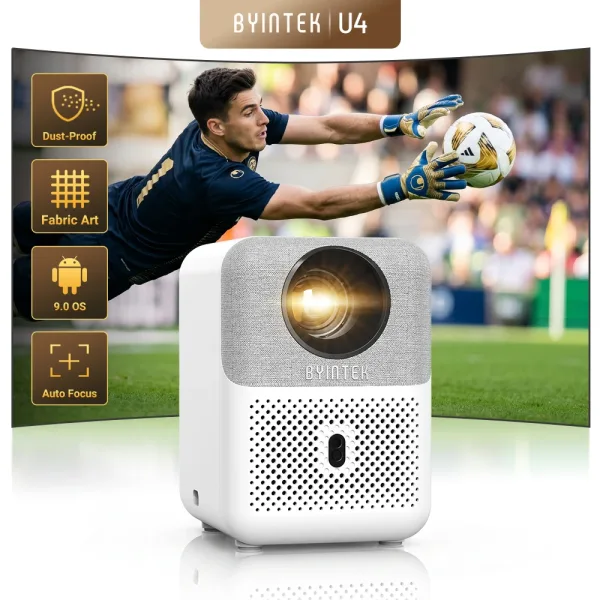 BYINTEK Full HD Mini Projector U4 LOVE 1 4K Video WIFI Android Auto Focus Portable Smart Projectors