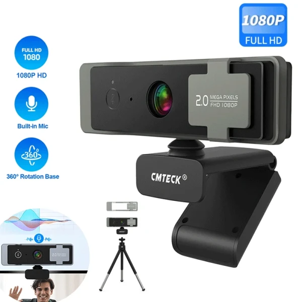 4K Webcam 2K Cámara Web Full HD con micrófono y Tripod Autofocus cámara de ordenador USB para vivir