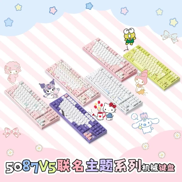 Tastiera meccanica di Sanrio RGB Tri-Mode Bluetooth Wireless Wired Hot Swappable Tastiera per PC
